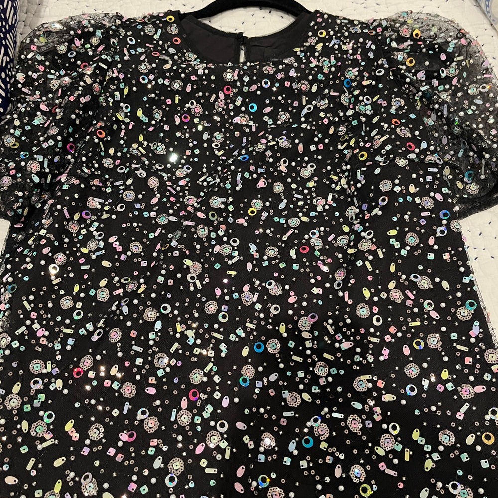 NWT Abbey Glass Beaded Black holiday top